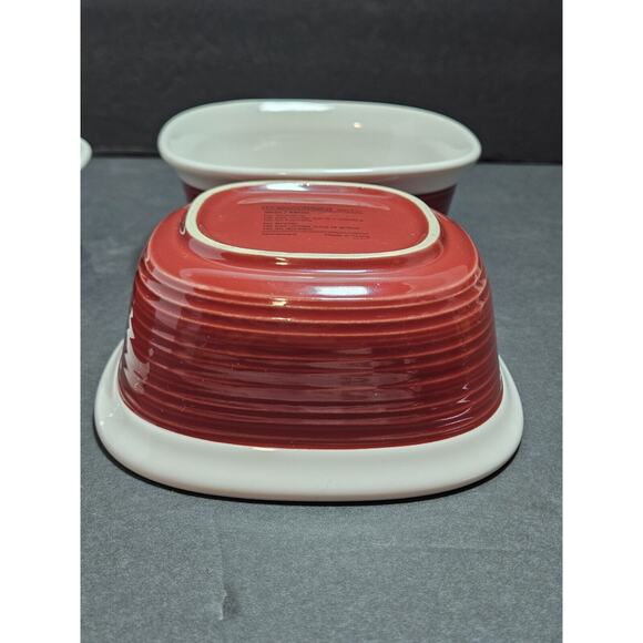 Corning Ware Etch Brick Red Stoneware Casserole Square 20 oz & 7 oz Four Dishes - Picture 4 of 16